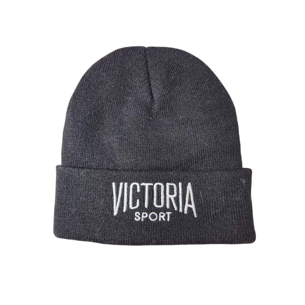 Victoria Secret Sport VSX Logo Knit Beanie Hat Women’s Knit Cap Black NWOT